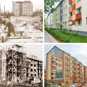 bis 1961 – Ausbau des Wohnungsbestandes auf 404 Wohnungen im Tiroler Viertel und weitere 85 Wohnungen in der Thule- und Talstraße (Bautyp L57) Modernisierung 2007–2014